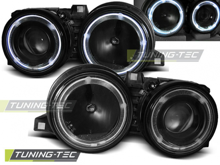 LED Angel Eyes Scheinwerfer für BMW 3er E30 82-94 schwarz